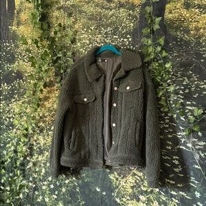 Missguided Dark Green Teddy Jacket